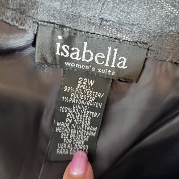Isabella Womens Pants 22W Plus Cropped Gray Stripe Zip Fly SL99E - Picture 7 of 8